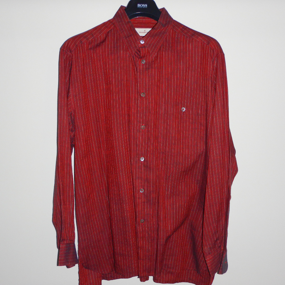 Maroon Stripped Ermenegildo Zegna Dress Shirt